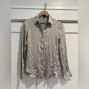Ann Taylor Silver Grey Silk Blouse, size 4